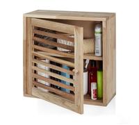 Relaxdays Armoire Murale, Noyer, 2 Compartiments, Fermeture magnétique, Salle de Bain, Cuisine, HLP: 42x42x18 cm, Nature