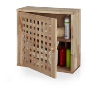 Relaxdays Armoire murale, noyer, 2 compartiments, porte quadrillée magnétique, salle de bain, HLP: 42x42x18 cm, nature
