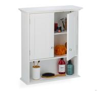 Relaxdays Armoire Murale pour la Salle de Bain, 3 Compartiments, Style champêtre, HxLxP env. 70,5 x 60 x 20 cm, Blanche