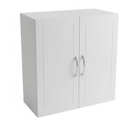 Relaxdays Armoire Murale Salle de Bain 2 Compartiments Étagère Réglable MDF Blanche 60x60x30 cm