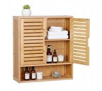 Relaxdays Armoire Murale Salle de Bain, 3 Compartiments, H x L x P : 66 x 59 x 21 cm, Portes à lamelles.