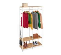 Relaxdays Armoire ouverte cintre, armoire avec étagères, crochets et barre, 180 x 94,5 x 40 cm, MDF fer, blanc naturel