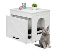Relaxdays Armoire pour litière pour Chat, Cache-litière, tiroir Coulissant, H x L x P : 53,5 x 60 x 51,5 cm, Blanc/Gris