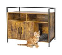 Relaxdays Armoire pour litière, Rangement, Tapis, Niche pour Chat, 74×90×45 cm, Marron/Noir