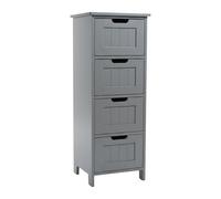 Relaxdays Armoire Salle de Bain 4 Tiroirs Bois MDF Gris 82x30x30 cm Meuble de Rangement Compact