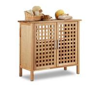 Relaxdays Meuble dessous de lavabo ou évier salle de bain en bois de noyer HxlxP: 61x 66 x 29 cm armoire robuste et résistante, nature