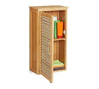 Relaxdays Armoire suspendue de salle de bain, bambou, 2 compartiments, étages réglables, 66 x 35 x 20 cm, naturelle