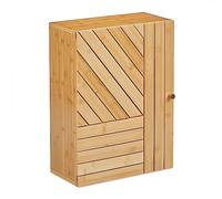 Relaxdays Armoire Suspendue pour Salle de Bain, Bambou, Niveaux réglables, Montage Porte Flexible, 55x40x20 cm, Nature