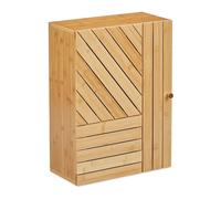 Relaxdays Armoire suspendue pour salle de bain, bambou, niveaux réglables, montage porte flexible, 55x40x20 cm, nature