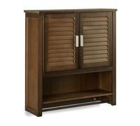 Relaxdays Armoire Suspendue Salle de Bain LAMELL Placard Porte Serviette Bambou Rangement 66 x 62 x 20 cm, Brun Foncé, Marron, HLP