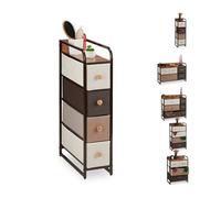 relaxdays Armoires avec tiroirs, 4 à 7 Compartiments, Support, Pliable, Chambre, Commode Nuit, 84,5 x 20 x 49,5 cm Brun, Acier, Polyester, MDF, E