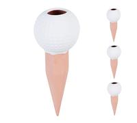 Relaxdays Arrosage en Terre Cuite, Design Sportif, Lot de 4, pour Bouteilles Pet 1,5 l, en céramique, Blanc et Marron
