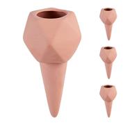 Relaxdays Arrosage en Terre Cuite, Lot de 4, Bouteilles Pet 1,5 l, intérieur (Chambre) et extérieur (Balcon), Marron