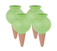 Relaxdays Arrosage en Terre Cuite, Lot de 4, 100 ML chacun, pour intérieur (Chambre) ou extérieur (Balcon), Vert/Marron