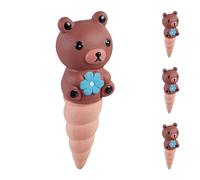 Relaxdays Arrosage en Terre Cuite, Lot de 4, 100 ML chacun, pour trésorts Verts, en Forme d'ourson, Multicolore