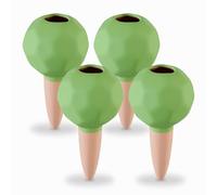 Relaxdays Arrosage en Terre Cuite, Lot de 4, diamètre : 6 cm, pour l’intérieur ou l’extérieur, Marron et Vert