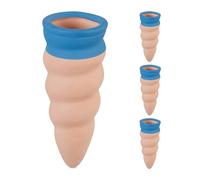 Relaxdays Arrosage en Terre Cuite, Lot de 4, pour Bouteilles 1,5 l, pour pantes d’intérieur, Marron et Bleu