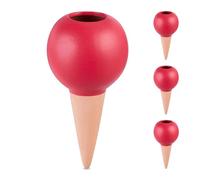 Relaxdays Arrosage en Terre Cuite, Lot de 4, pour Bouteilles 1,5 l, pour Plantes d’intérieur, Marron et Rouge