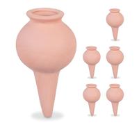 Relaxdays Arrosage en Terre Cuite, Lot de 6, arrosage Automatique, pour intérieur (Chambre) & extérieur (Balcon), Marron