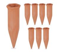 Relaxdays Arrosage en Terre Cuite, Lot de 8, Bouteilles Pet 1,5 L, intérieur (Chambre) et extérieur (Balcon), Marron
