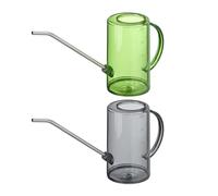 Relaxdays Arrosoir Plantes d’intérieur, Lot de 2, 1 Litre, Plastique, INOX, pour Vos trésors Verts, Bec Long, Gris-Vert