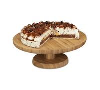 Relaxdays Assiette à gâteau sur pied 33 cm bambou