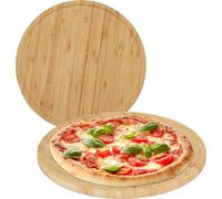 relaxdays Assiette à pizza en bambou (set de 2)
