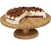 Relaxdays Assiette à tarte Bambou 33cm Stand H x P env. 115 x 33cm DINSize