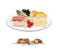 Relaxdays Assiette de service, Plateau tournant, Assiette présentation verre pâtisserie, 360°, 45 cm, transparent/argent