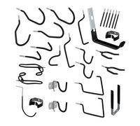 Relaxdays Assortiment de Crochets muraux, Lot de 30 pièces, Support d'outils, PVC antidérapant, Garage, Atelier, Noir