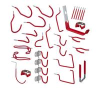 Relaxdays Assortiment de Crochets muraux, Lot de 32 pièces, Support pour Outils de Garage, Outils de Jardin, Rouge