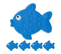 Relaxdays Autocollants de Salle de Bain antidérapant, Lot de 5, Design Poissons, avec ventouses, Enfants, Bleu, Plastique