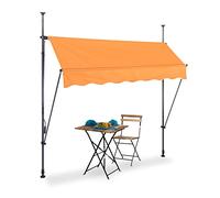 Relaxdays Auvent pour Balcon, Hauteur réglable, sans percer, Anti-UV, 200 x 120 cm, Orange-Gris
