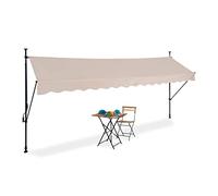Relaxdays Auvent pour Balcon, Hauteur réglable, sans percer, Anti-UV, 400 x 120 cm, Sable-Gris