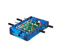 Relaxdays Baby-foot de table, lumières LED, enfants & adultes, 4 barres, 2 balles incluses, mini jeu de football, bleu