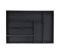 Relaxdays Range-couverts 6 compartiments bambou noir 5 x 43 x 30,5 cm