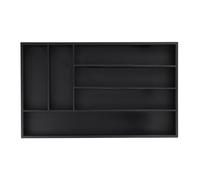 Relaxdays Bac à couverts, 6 compartiments, H x L x P : 5 x 46 x 28 cm, organiseur tiroirs, range-couverts bambou, noir
