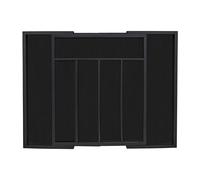 Relaxdays Bac à Couverts Bambou, Extensible, 7 Compartiments, ustensiles de Cuisine, HLP 5,5 x 31,5-48,5 x 37 cm, Noir