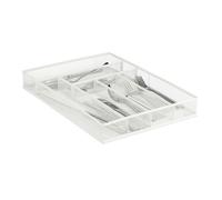 Relaxdays Bac à Couverts en métal, Organiseur de tiroir, ustensiles, 6 Compartiments, Maille, 5,5 x 29 x 41 cm, Blanc