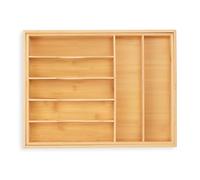 Relaxdays Bac à Couverts, Extensible, 7-9 Compartiments, HxLxP: 5 x 34-50,5 x 44,5 cm, Range-Couverts en Bambou, Nature