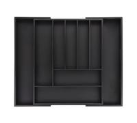 Relaxdays Bac à Couverts Extensible, Bambou, H x L x P : 5 x 33,5-49,5 x 44,5 cm, 7-9 Compartiments, pour tiroirs, Noir