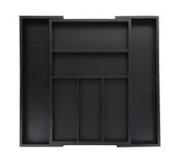 Relaxdays Bac à Couverts Extensible, Bambou, HxLxP: 5x30,5-49x46 cm, 5-7 Compartiments, Range-Couverts à tiroirs, Noir