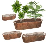 relaxdays Bac à fleurs allongé, set de 4 pièces