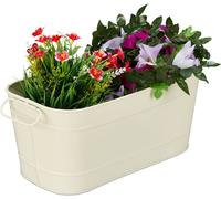 Relaxdays Jardinière pour Jardin, Balcon et Rebord de fenêtre - Aspect Vintage - en métal - Dimensions (H x l x P) : 16 x 38 x 19 cm - Crème