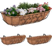 relaxdays Bac à fleurs pour balcon, set de 3 pièces