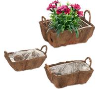 relaxdays Bac à fleurs pour balcon, set de 3 pièces