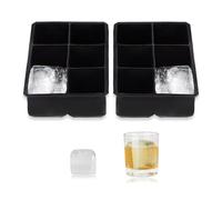Relaxdays Bac à glaçons, en Lot de 2, Silicone, réutilisable, pour 6 Cubes, Compartiments HLP 5x5x5 cm, Noir