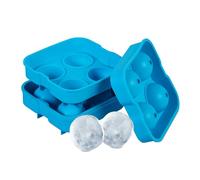 Relaxdays Bac à glaçons, Lot de 2, Silicone réutilisable, Compartiments de diamètre 4,5 cm, Bleu