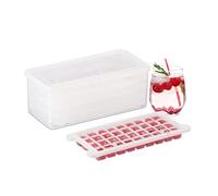 Relaxdays Bac à glaçons refermable avec 4 moules, sans BPA, 144 Petits Compartiments, en Plastique, Transparent