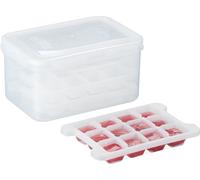 Relaxdays Bac à glaçons refermable avec 4 moules, sans BPA, 48 Petits Compartiments, en Plastique, Transparent